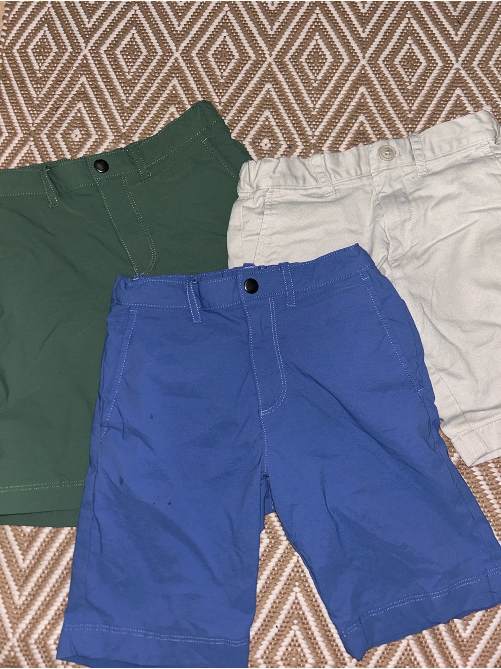 Crewcuts Green, Blue & Cream Cotton Shorts Trio